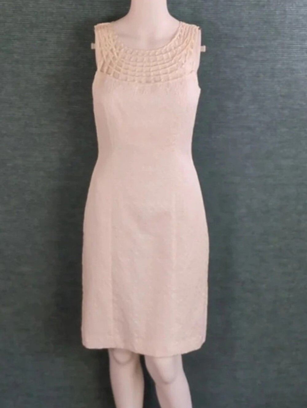 Antonio Melani Sheath Dress, Silk Lattice Yoke - Picture 3 of 14